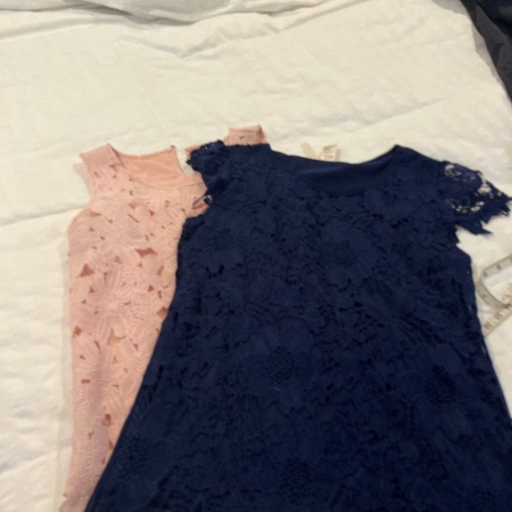 Blue Embellished Lace Flutter Sleeve Top